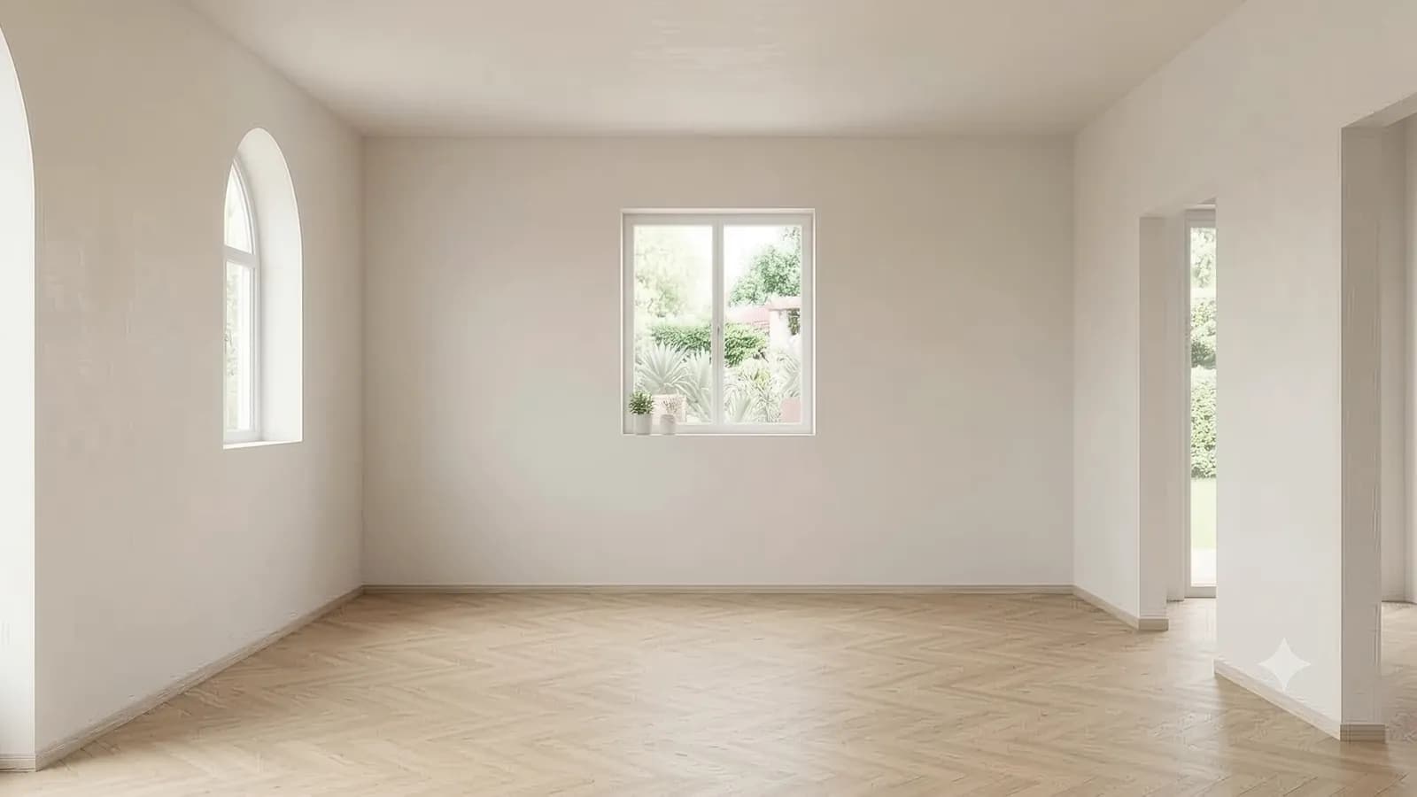 The kitchen before: an empty white room